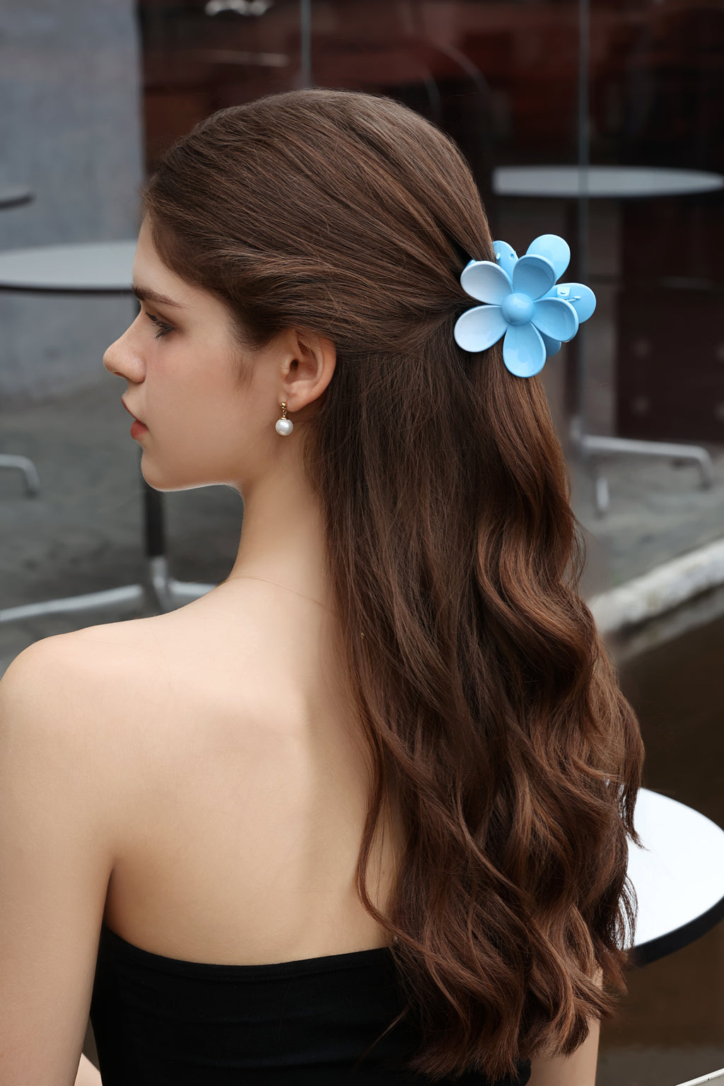 Flower Hair Clip Dark Blue