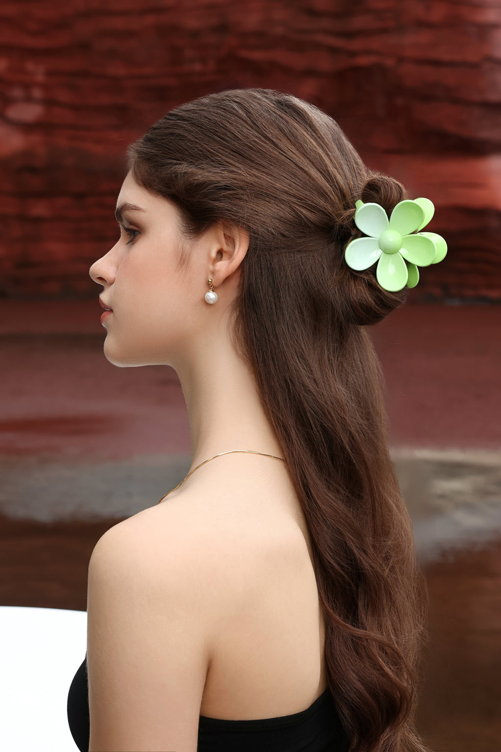 Flower Hair Clip Green