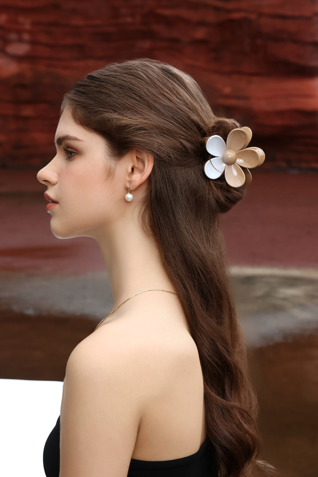 Flower Hair Clip Brown