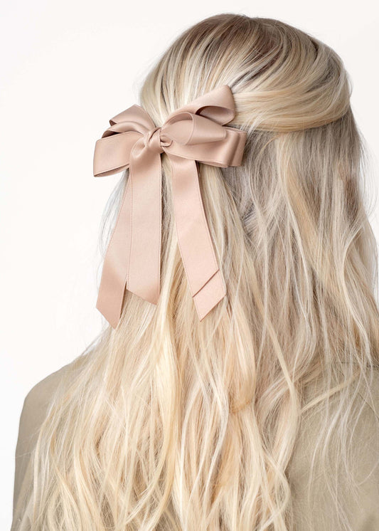 Bow Hair Clip Beige